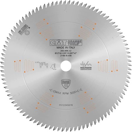 CMT ORANGE CHROME ULTIMATE PLYWOOD & MELAMINE BLADE 12" x T96 HiATB 283.696.12